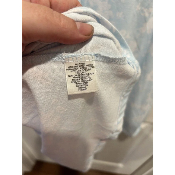 Earth Angels Nightgown Blue White Floral Sleeveless Cotton Knee‎ Length Large - Picture 6 of 7